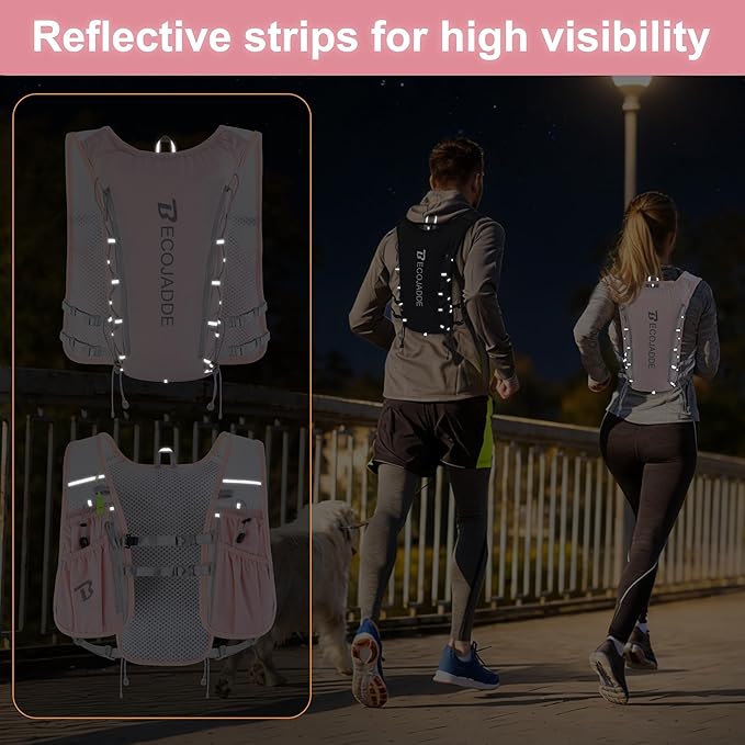 BECOJADDE Running Vest Hydration Backpack for Men Women, 5L Lightweight Running Backpack Hydration Pack for Marathon, Trail, Cycling, Hiking, Jogging