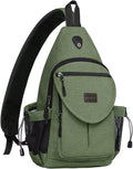 MOSISO Sling Backpack,Canvas Crossbody Hiking Daypack Bag with Anti-theft Pocket, Army Green