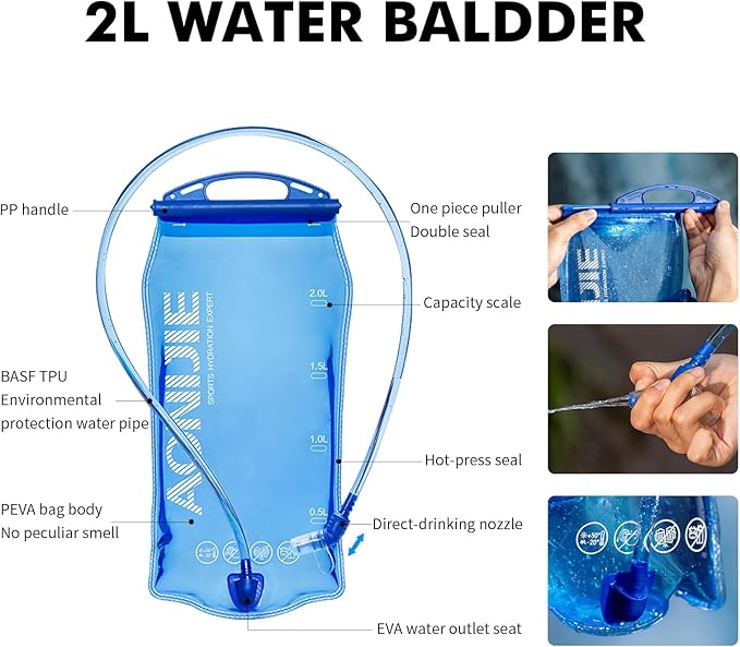 AONIJIE Running Hydration Vest for Men & Women, 8L Hydration Backpack, Multiple Pocket Designs for Water Bottles/Bladders, Lightweight Breathable for Hiking, Climbing, Marathon & Cycling