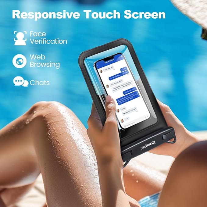 Rynapac [Up to 10" Large Waterproof Phone Pouch - 2 Pack IPX8 Waterproof Phone Case for iPhone 17 16 15 Pro Max Galaxy S26 Ultra, Touchscreen & Underwater Photography, Beach Cruise Travel Essentials