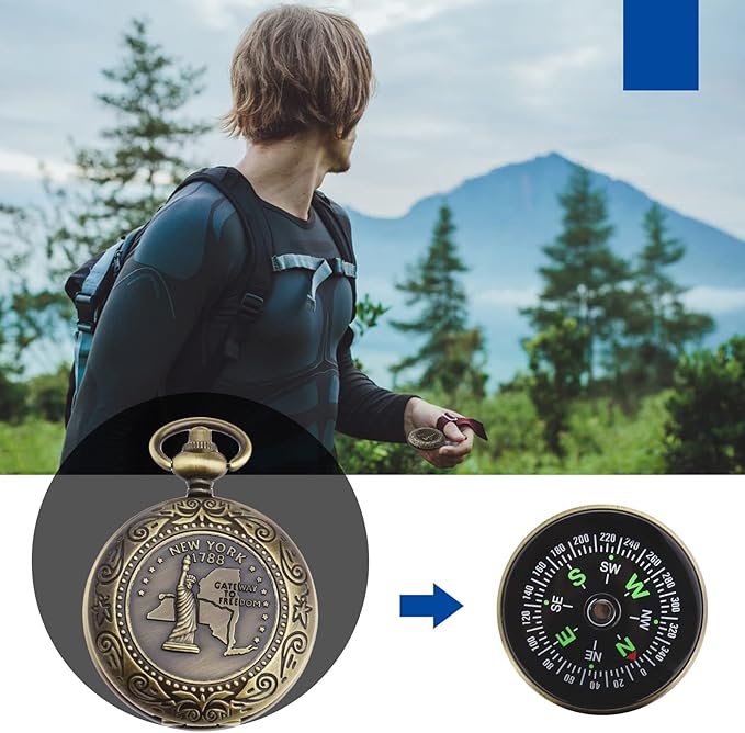 Create idea Retro Portable Compass Camping Survival Compass Metal Pocket Compass Kids Compass for Hiking Camping Hunting Outdoor Military Navigation Tool