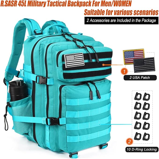 45L Tactical Backpack for Men Women, Military Assault Pack with MOLLE, Large 3 Day Bug Out Bag for Hiking Camping