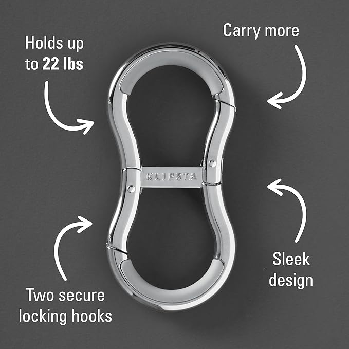 LINK Connector Clip. Women’s Keychain Clip, Fashion Carabiner for Purses & Tote Bags. 2 Secure Hooks, Holds 22lbs
