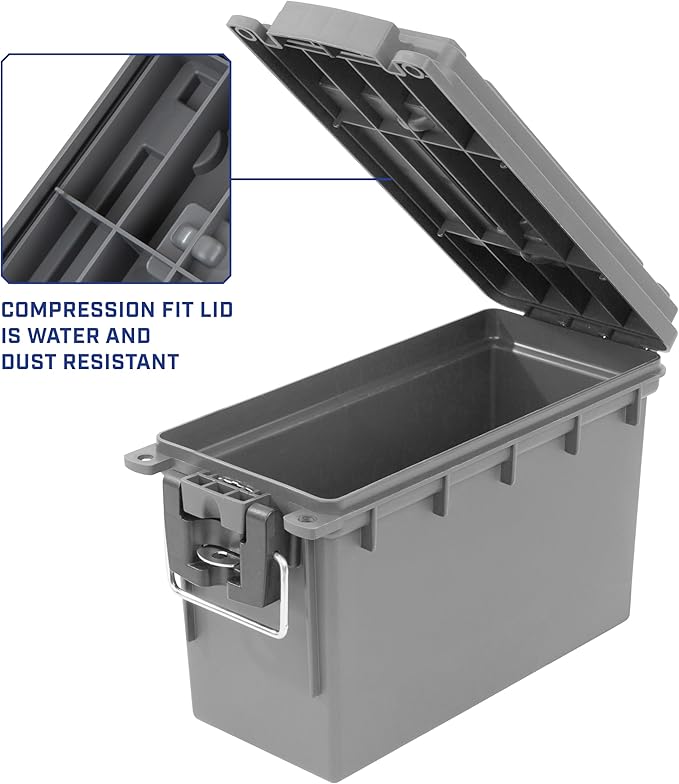Sheffield 12628 Ammo Storage Box, Stackable .30 Cal Field Boxes, Water and Dust Resistant, Lockable Storage Box with Handle, Secures Hunting Gear, Supplies, and Bullets, Made in USA, | (Pack of 6)