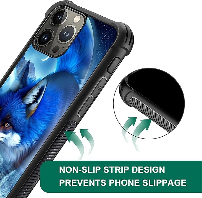 for iPhone 16 Pro Case, Snowy Mountain Fox Lake Pattern Graphic Design Girl Boy Soft Silicone Hard Acrylic Shock Protection for iPhone 16 Pro