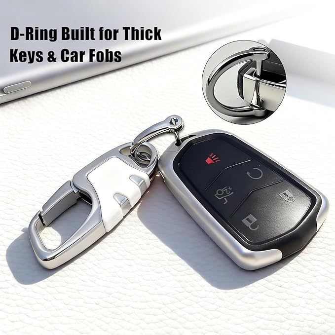 Keychain with Carabiner Clip, 4 Heavy Duty Key Rings and D Ring for Men's Car Key Fob Holder Fits Belt Loops