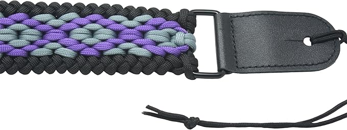 Ten Point Gear® 550 Paracord Guitar Strap - Full Grain Leather Ends for Music Playing Comfort, Stability, and Durability.