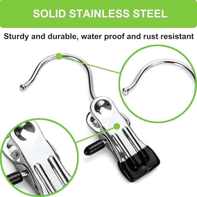 Boot Hangers Clips, 100 Pack Black Laundry Hooks Hanging Clips Clothes Pins Closet Hanger Organizer Clamps Socks Towel Clips