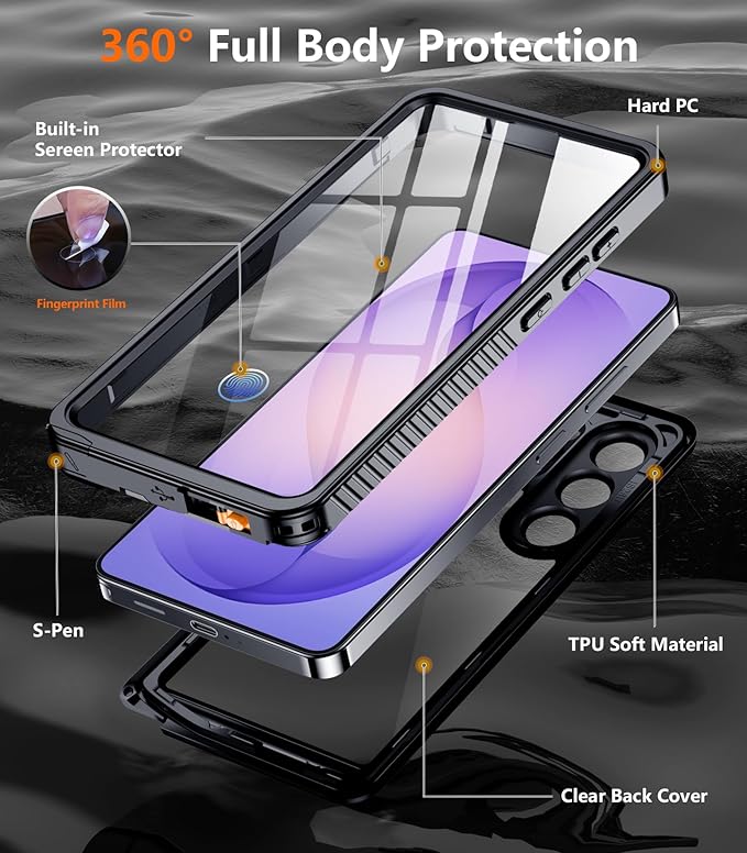 Temdan Designed for Samsung Galaxy S26 Ultra Case Waterproof, Built-in Lens & Screen Protector Military Grade Shockproof Dropproof IP68 Underwater Full Body Phone Case for Galaxy S26 Ultra 6.9"-Black