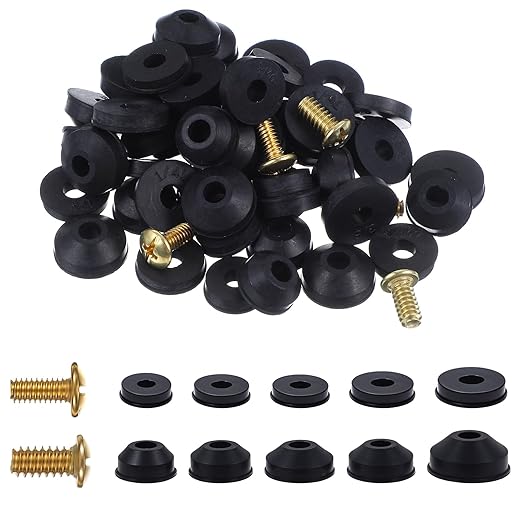 58PCS Rubber Faucet Washers Assorted Kit Outdoor Faucet Repair Kits with Brass Screws Flat and Beveled Hose Filter Washer Worn Out Replacements for Use Assortment Quick-Opening Style Faucets Stem