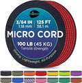 TECEUM Micro Paracord – 1.18 mm X 125 ft – Micro Utility Cord – Thin Braided Paracord Rope – Best for Crafting, DIY Projects, Fishing, Camping – Wind Chime Replacement – Survival Strong String