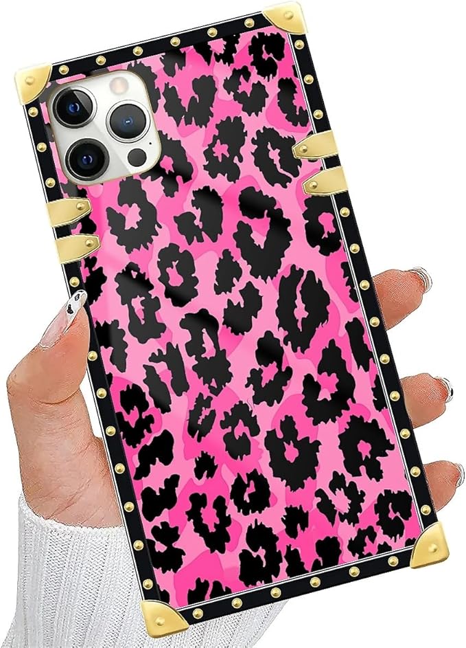 Compatible with iPhone 11 Pro Max Case, Pink Black Leopard Luxury Golden Decoration for Girl Women Soft TPU Shockproof Protective Hard PC Back for iPhone 11 Pro Max