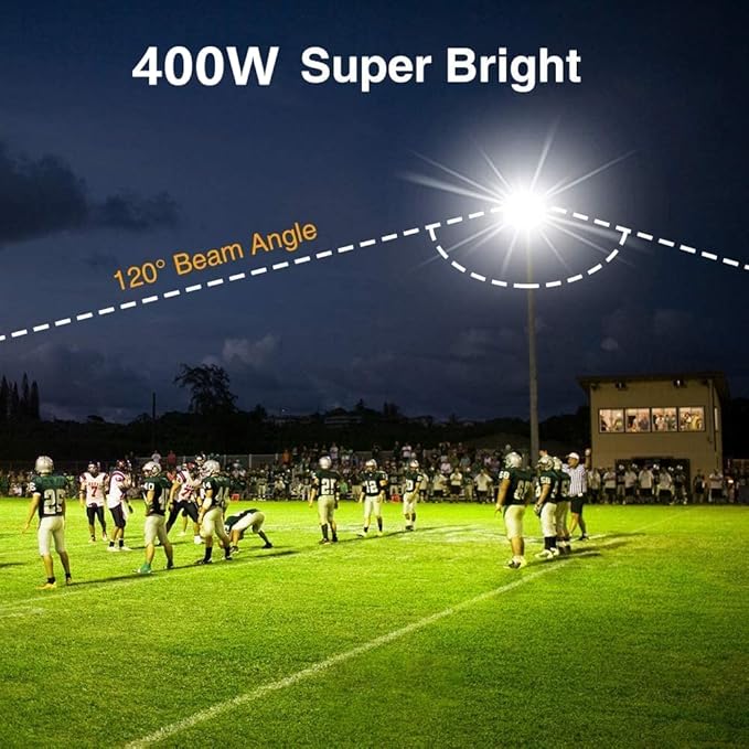 XYCN 2pack 400W LED Flood Lights Outdoor, 5000K Daylight White 50000LM Super Bright LED Arena Lights 100-277V IP66 Waterproof Commercial Lighting for Sports, Fields, Stadiums