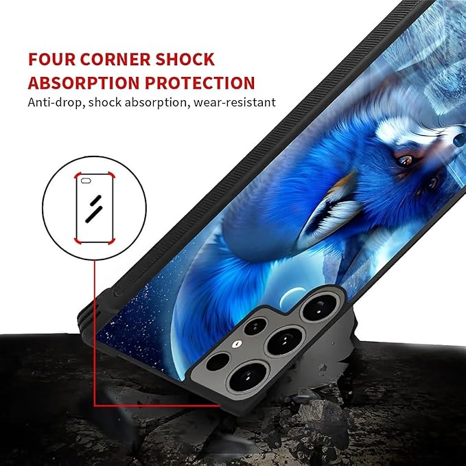 for Samsung Galaxy S24 Ultra Case, Snowy Mountain Fox Lake Pattern Graphic Design Girl Boy Soft Silicone Hard Acrylic Shock Protection for Samsung Galaxy S24 Ultra