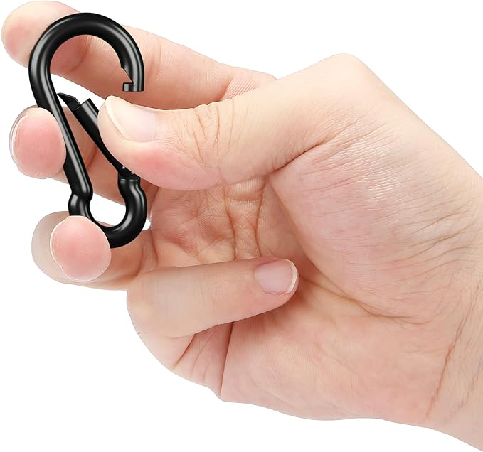 sprookber Carabiner Clips Spring Snap Hook, Iron Heavy Duty Caribeaners for Key, Keychain Hooks for Hammocks, Backpacks, Outdoor Gear, Set of 6 (Black)