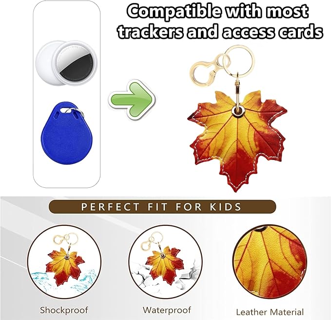 Leather Keychain Holder Case Compatible with AirTag,Cute air tag Cover with Keychain Ring,GPS Tracker Case for Keys