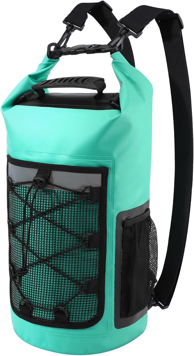 Pimoys Dry Bag, 25L Waterproof Backpack, Dry Bags Kayak for Women Men, Roll Top Outdoor Travel Bag for Boating, Kayaking, Fishing, Hiking, Rafting(Lake Blue)