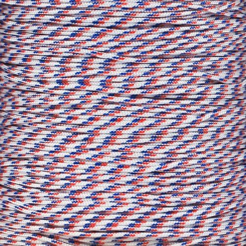 Paracord Planet 95lb Paracord – 1 Strand Type I Parachute Cord for Outdoors and DIY – Red, White, and Blue (50 ft)