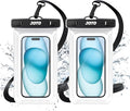 JOTO 2 Pack Universal Waterproof Phone Case for iPhone 17 Air 16 15 14 13 12 11 Plus Pro Max, IPX8 Cellphone Dry Bag XR X SE, Galaxy S23 S22 S21 S20+ S20 S10 Plus Note, Pixel up to 7" -Clear