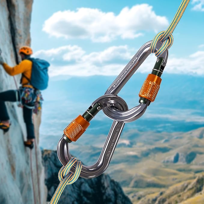 SOB Heavy Duty Steel Carabiner Clips -Auto Locking Climbing Carabiner, Industrial Strength Climbing Hooks for Keychains, Outdoor Gear, Backpacks, Hiking & Camping