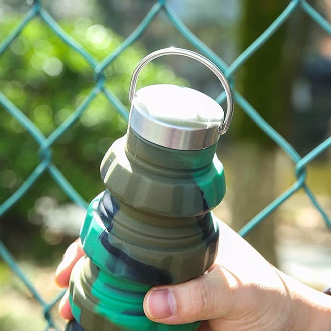 500ml Collapsible Water Bottles Silicone Motivational Bottle with Carrying Loop, Travel Water Bottle for Sports & Outdoors Reusable Water Bottle Cute Stuff forfor Men