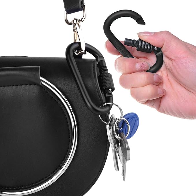 Locking Carabiner Clip, Vonpri 3 Inch D Ring Clips Spring Snap Key Chain Hook Screw Gate Aluminum Carabiners for Outdoor Travel Camping Fishing Hiking Backpack