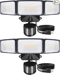 LUTEC 2 Pack 50W Motion Sensor Outdoor Lights, 5500 LM Plug in Flood Light Outdoor, Dusk to Dawn, IP65 Waterproof Security Lighting, 5000K Daylight, Adjustable Wall-Mounted for Garage, Yard, Porch
