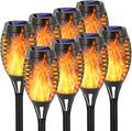 EOYIZW 8 Pack Solar Torch Light with Flickering Flame, 12 LEDs Solar Lights Outdoor, IP65 Waterproof Tiki Torches for Outside Landscape Decoration Outdoor Lights for Garden Yard Patio