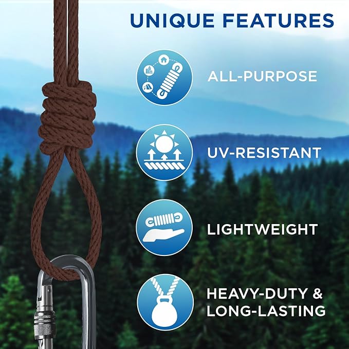 TECEUM Cotton Rope 3/16” (5 mm) – 50 FT – Strong All-Purpose Braided Rope – Natural Cotton – for Crafting, Сamping, Clothes Line, DIY, Indoor & Outdoor Use – Brown