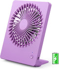 Zuvas Desk Fan Battery Operated Fan Rechargeable 180°Tilt Folding Personal Fan Ultra Quiet Small Portable 3 Speed Adjustable Strong Wind Fan For Office Bedroom Home Desktop Camping (Purple)