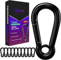 Spring Snap Hooks, Black Carabiner Clip, Heavy Duty Rope Connector, Quick Link Carabiners Spring Snap Hooks for Indoor & Outdoor, Camping, Fishing
