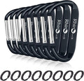 Rhino Produxs 8PCS of Lightweight Duty Snap Carabiner Clips, D Ring Shape Carabiner with 8PCS Keyring - Excellent for Outdoor, Camping, Hiking, Keychains, Water Bottle, Keychain Hook