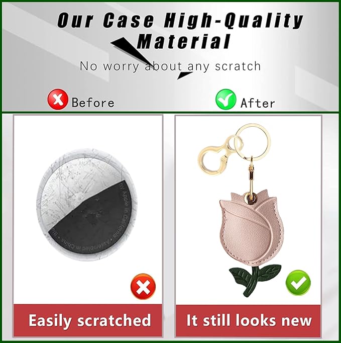 Leather Keychain Holder Case Compatible with AirTag,Cute air tag Cover with Keychain Ring,GPS Tracker Case for Keys