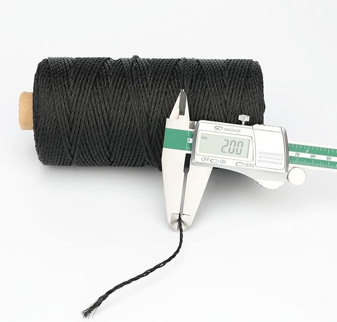 KINGLAKE 426 Feet Nylon Twine #36 Black Nylon String 2mm - Weatherproof Seine Twine for Garden, Fishing, Camping & Netting