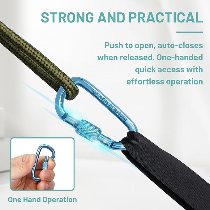 Multi-Pack Aluminum Carabiner Clips, 2" Ultra-Light Spring & Locking for Key,Hiking, Outdoor Activities