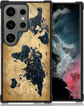 for Samsung Galaxy S24 Ultra Case, Brown World Map Pattern Graphic Design Girl Boy Soft Silicone Hard Acrylic Shock Protection for Samsung Galaxy S24 Ultra