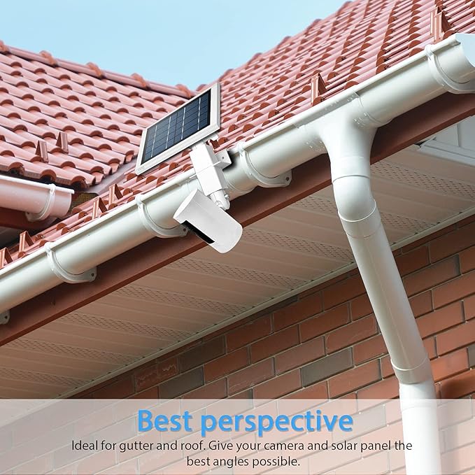 HOLACA 2-in-1 Weatherproof Gutter Mount for Ring Solar Panel, Spotlight Cam Battery and Stick Up Cam/Outdoor Cam Plus Battery Outdoor Mount Accessories for Ring Solar Panel (White)