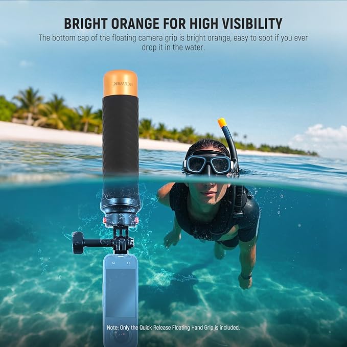 Neewer Floating Hand Grip for Action Camera with Quick Release Mount Adapter, 1/4" Screw Adapter & Wrist Strap, Underwater Handle Stick Accessories Kit Compatible with GoPro Insta360 DJI, GP23