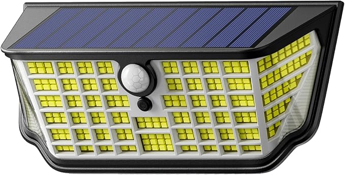 WdtPro Solar Lights Outdoor Waterproof, 300° Angle & 3 Lighting Modes Motion Sensor Outdoor Lights, Solar Security Flood Lights for Outside Fence Wall Yard Front Door Deck Garden Garage