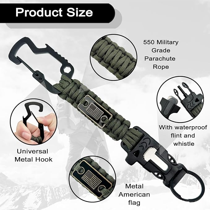 DDOUT Heavy Duty Paracord Lanyard 550 Paracord Braided Keychain for ID Badges, Camera, Whistle, Traveling, Outdoor Activities