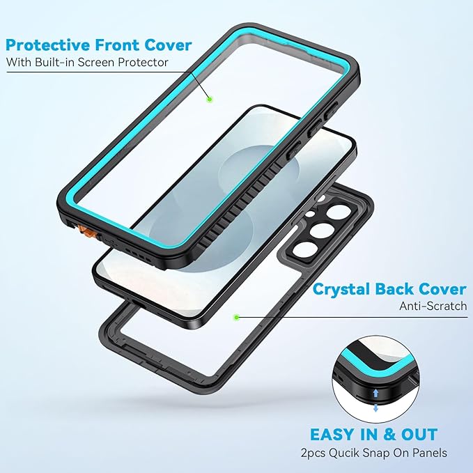 Lanhiem for Samsung Galaxy S25+ Plus Case, IP68 Waterproof Dustproof Case with Built-in Screen Protector, Rugged Full Body Shockproof Protective Cover for Galaxy S25 Plus 6.7 Inch, Teal