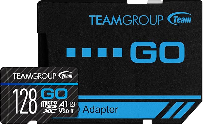 TEAMGROUP GO Card 128GB x 5 Pack MicroSDXC UHS-I U3 V30 4K for Action Cameras & Drone High Speed Flash Memory Card with Adapter for Outdoor Sports&Vlog, 4K Shooting,GoPro&Insta360&DJI TGUSDX128GU363