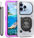 Waterproof Phone Case,IPX8 Waterproof Phone Pouch for Beach & Snorkeling Essentials,Phone Waterproof Case with Lanyard, Universal Case Up to 6.9" for iPhone,Samsung (Purple)