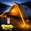 Solar Luminous Paracord Rope, 23ft Solar-Powered Yellow Glow Rope with Remote, 8 Lighting Modes + Timer, 500 mAh Battery, IP66 Waterproof for Outdoor Camping