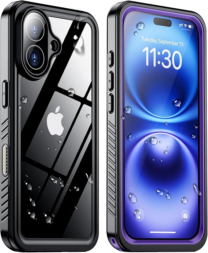 2025 New Designed for iPhone 16 Case Waterproof, [Built-in Screen Protector & Glass Camera Protector][Full Body Shockproof][IP68 Underwater][Dustproof][Dropproof] Phone Case for iPhone 16 6.1"