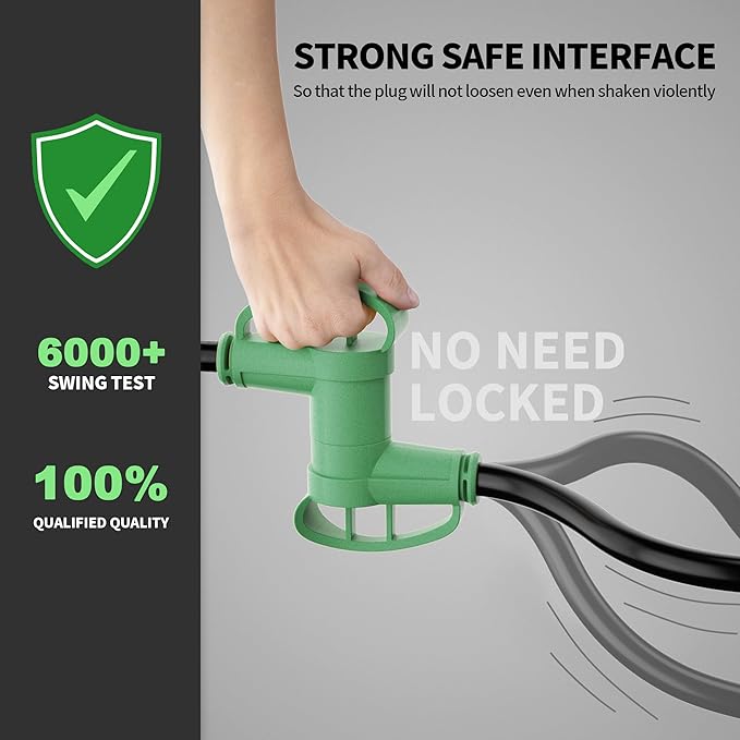 POWGRN 30 Amp RV Extension Cord 100 FT Outdoor with Grip Handle, Flexible Heavy Duty 10/3 Gauge STW 3 Prong RV Power Cord Waterproof, NEMA TT-30P to TT-30R, Black-Green, ETL Listed.