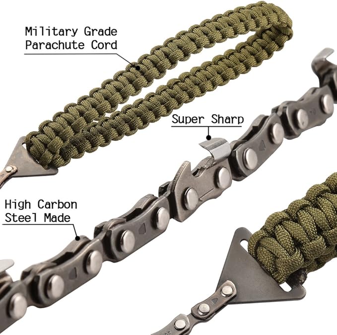 Pocket Chainsaw with Paracord Handle 36 Inches 16 Teeth Long Chain Hand Saw Fast Wood & Tree Cutting Emergency Survival Gear Best for Camping Backpacking Hiking Hunting.