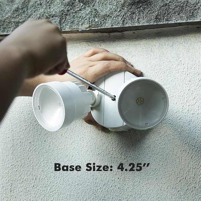 LUTEC 2 Packs P6221B 2000 Lumen 18 Watt 28 LED Dual-Head Flood Light Outdoor, Waterproof Exterior Security Wall Light for Patio, Garden,Yard-White
