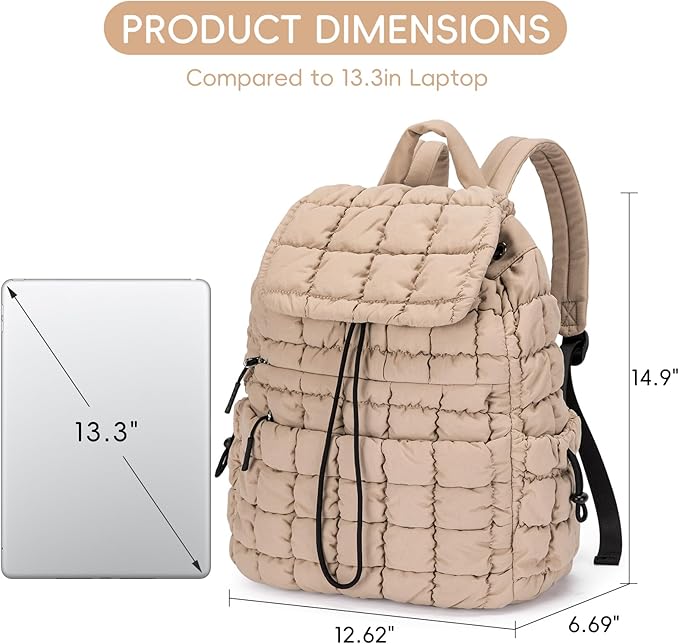 CLUCI Puffy Quilted Backpack Purse for Women, Casual Lightweight Daypack for Women Travel | Purse, Casual, Lightweight, Travel