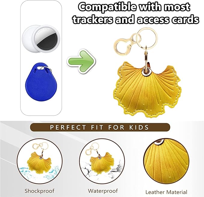 Leather Keychain Holder Case Compatible with AirTag,Cute air tag Cover with Keychain Ring,GPS Tracker Case for Keys